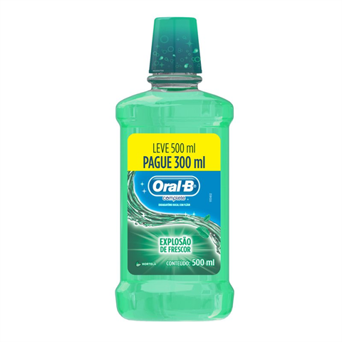 Enxaguante Antisséptico Bucal Oral-B Complete Hortelã Leve 500ml Pague 300ml