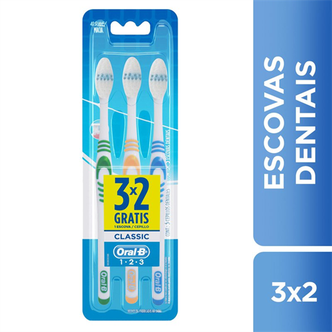 Escova Dental Oral-B Classic Leve 3 Pague 2 Unidades
