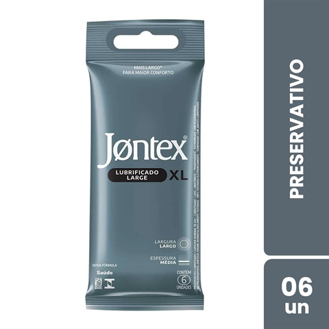 Preservativo Masculino Jontex XL Lubrificado Large Com 6 Unidades
