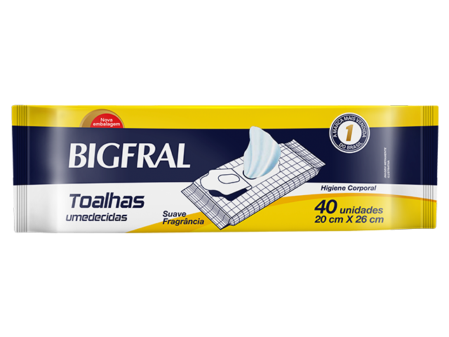 Lenço Umedecido Bigfral Com 40 Unidades