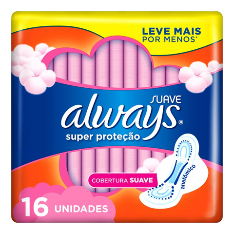 Absorvente Always Super Proteção Cobertura Suave Com Abas Com 16 Unidades