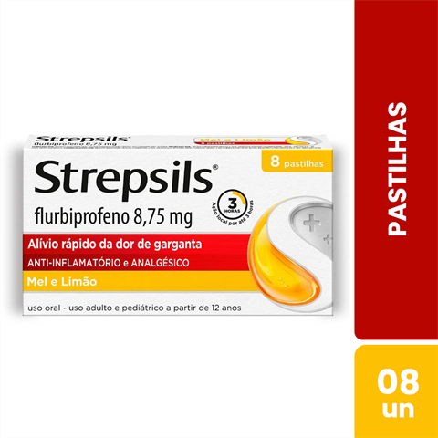Pastilha Para Garganta Strepsils Sabor Mel E Limão Com 8 Unidades