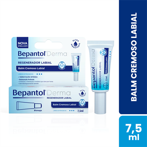 Balm Labial Cremoso Bepantol Derma Regenerador Labial Com 7,5ml