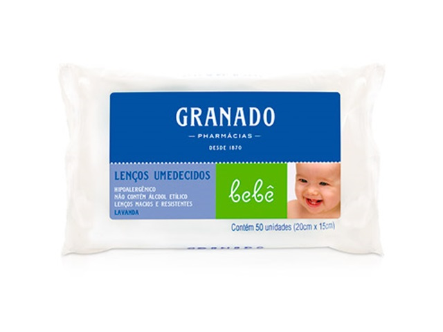 Lenço Umedecido Granado Bebê Lavanda Com 50 Unidades