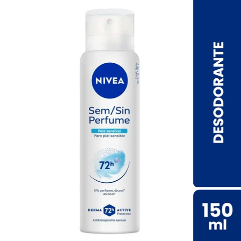 Desodorante Antitranspirante Nivea Aerossol Sem Perfume Pele Sensível Com 150ml