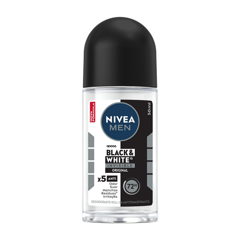 Desodorante Roll-On Nivea Invisible Black & White Masculino Com 50ml
