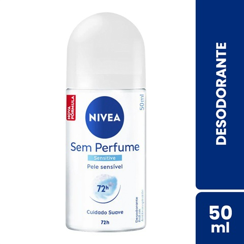 Desodorante Antitranspirante Nivea Roll-On Sem Perfume Pele Sensível Com 50ml