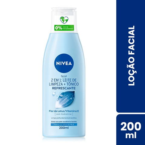 Loção Facial Nivea 2 Em 1 Leite De Limpeza + Tônico Refrescante Com 200ml