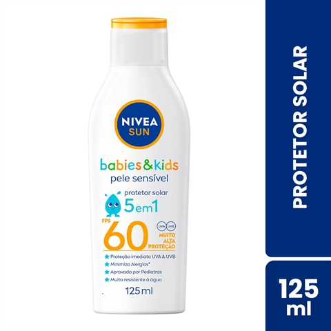 Protetor Solar Infantil Nivea Sun Babies & Kids Pele Sensível FPS60 Com 125ml