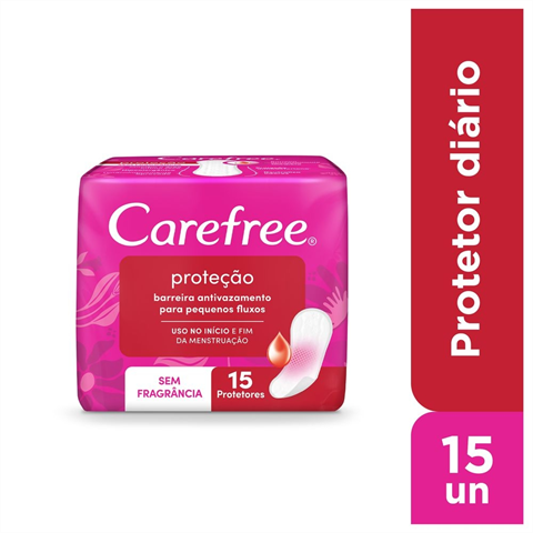 Protetor Diário Carefree Proteção Sem Perfume 15 Unidades
