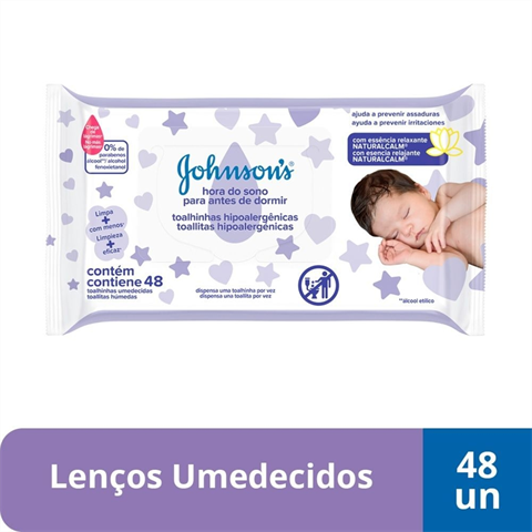 Lenço Umedecido Johnson's Baby Hora Do Sono Com 48 Unidades