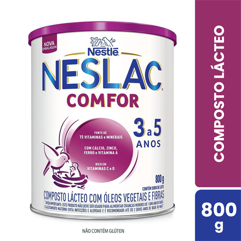 Composto Lácteo Neslac Comfor 3 A 5 Anos Com 800g