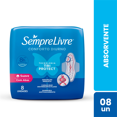 Absorvente Sempre Livre Adapt Plus Com Abas Suave Com 8un