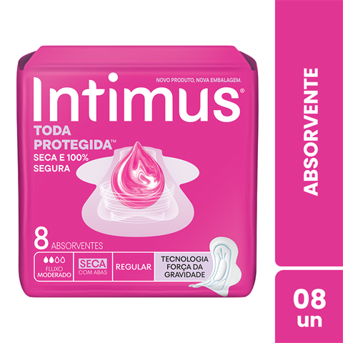 Absorvente Intimus® Tripla Proteção Seca C/Abas - 8 un