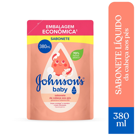 Sabonete Líquido Infantil Johnson's Baby Da Cabeça Aos Pés Glicerina Refil Com 380ml