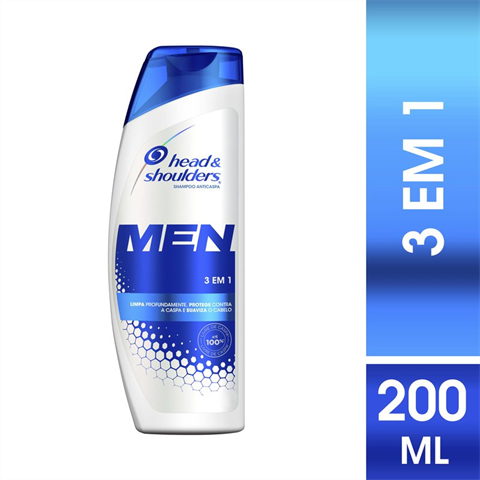 Shampoo Head & Shoulders Men 3 Em 1 Cuidados Com A Raiz Com 200ml