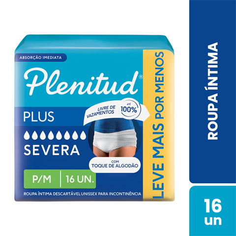 Roupa Íntima Plenitud Plus para Incontinência P/M-16 un