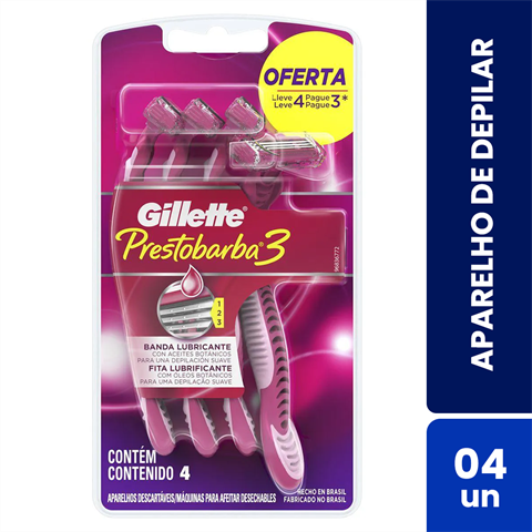 Aparelho De Depilar Gillette Prestobarba 3 Feminino Leve 4 Pague 3 Unidades