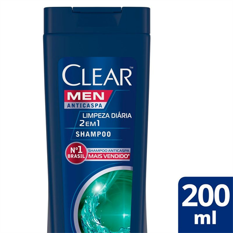 Shampoo Clear Men Anticaspa Limpeza Diária 2 Em 1 Com 200ml