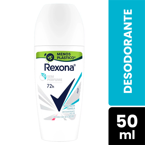 Desodorante Antitranspirante Rexona Roll-on Sem Perfume Com 50ml