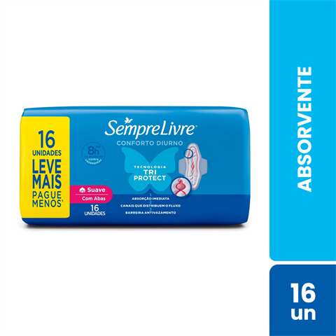 Absorvente Sempre Livre Adapt Plus Suave Com 16 Unidades Leve Mais Pague Menos