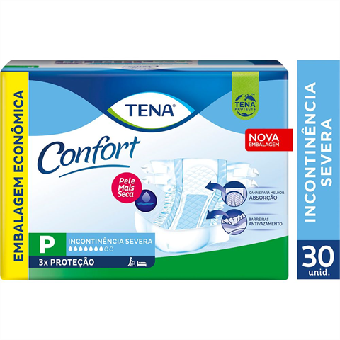 Fralda Geriátrica Tena Confort P com 30 unidades