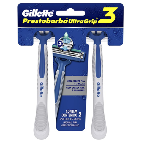 Aparelho De Barbear Descartável Gillette Prestobarba UltraGrip3 - 2 Unidades
