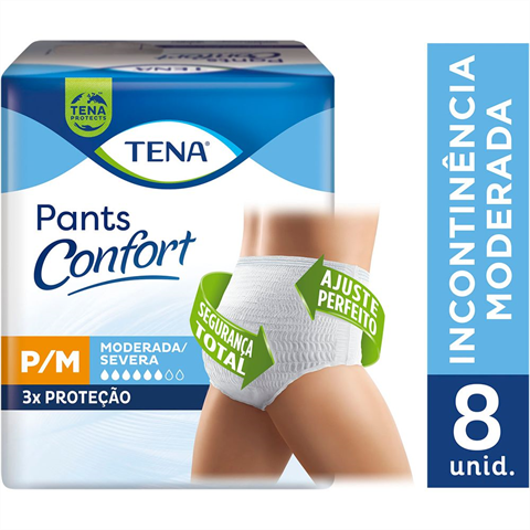 Fralda Geriátrica Tena Pants Confort P/M com 8 unidades
