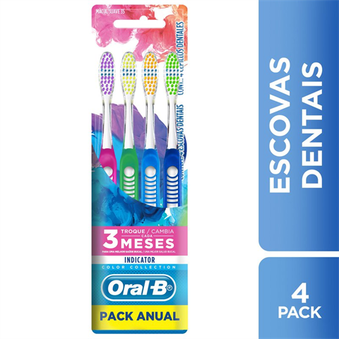 Escova Dental Oral-B Indicator Colors Com 4 Unidades