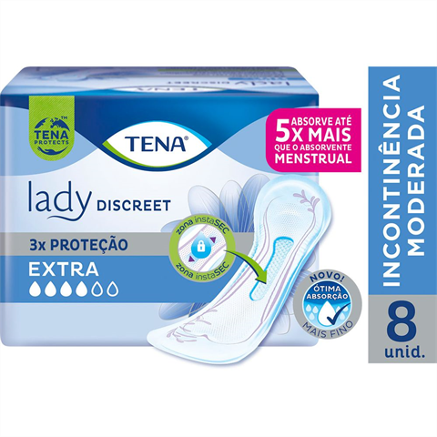 Absorvente Para Incontinência Urinária Tena Lady Discreet Extra 8 Unidades