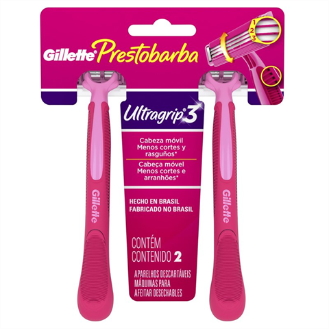 Aparelho De Depilar Gillette Prestobarba Feminino UltraGrip3 Com 2 unidades