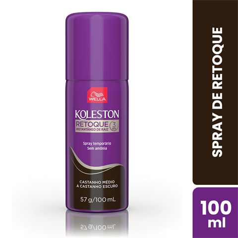 Spray Temporário Koleston Retoque Instantâneo De Raiz Castanho Médio A Castanho Escuro Com 100ml