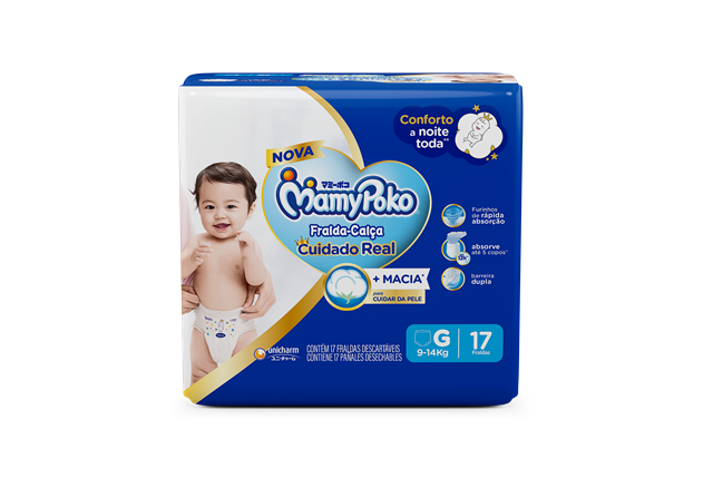 Fralda Infantil Mamypoko Calça Regular G com 17 unidades