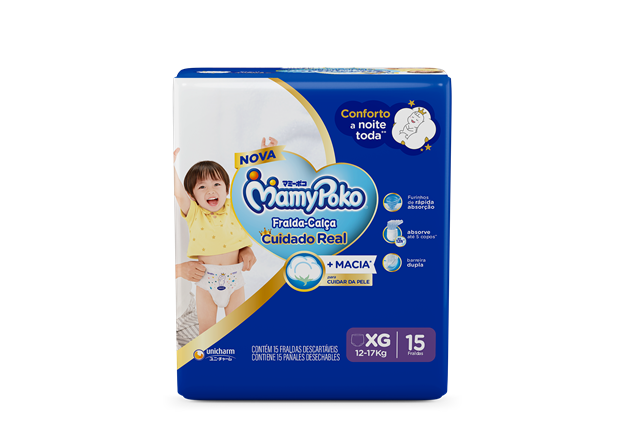 Fralda Infantil Mamypoko Calça XG com 15 unidades