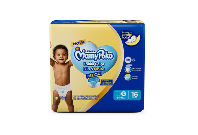 Fralda Infantil Mamypoko Calça Dia e Noite G com 16 unidades