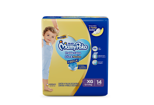 Fralda Infantil Mamypoko Calça Dia e Noite XG com 14 unidades
