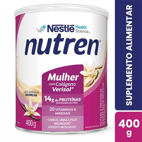Suplemento Alimentar Em Pó Nutren Mulher Sabor Baunilha Com 400g