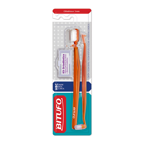 Kit Escovas Bitufo 1 Classe Ortodônticas 1 Intertufo e 6 Interdentais Cilindricas 3 Milimitros