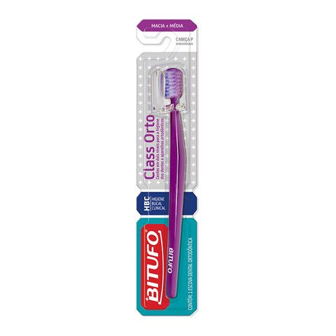 Escova Dental Bitufo Class Orto Macia+Média com 1 unidade + 1 protetor de cerdas