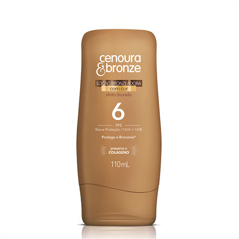 Protetor Solar Cenoura E Bronze Locao Bronzeador Cor Fps6 110ml