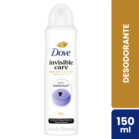 Desodorante Antitranspirante Dove Aerossol Invisible Care Violeta & Frésia Branca Com 150ml