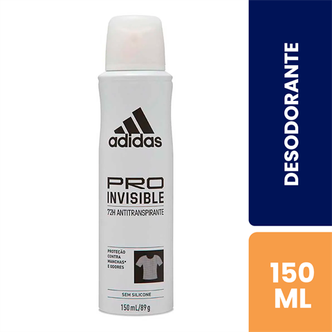 Desodorante Antitranspirante Adidas Aerossol Pro Invisible Feminino 72h Com 150ml