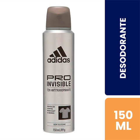 Desodorante Antitranspirante Adidas Aerossol Pro Invisible Masculino 72h Com 150ml