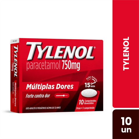 Tylenol 750mg Múltiplas Dores Com 10 Comprimidos Revestidos