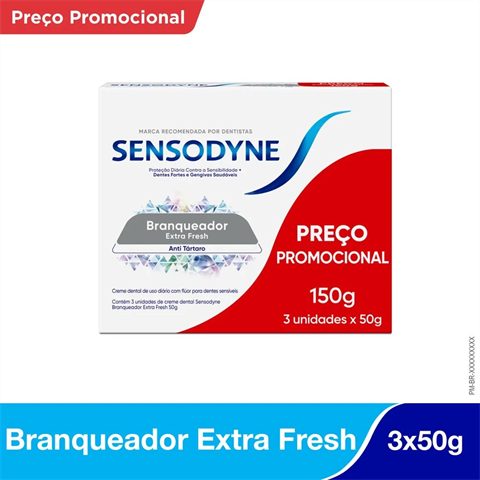 Sensodyne Branqueador Extra Fresh Creme Dental 50g - Kit Leve 3 Pague 2