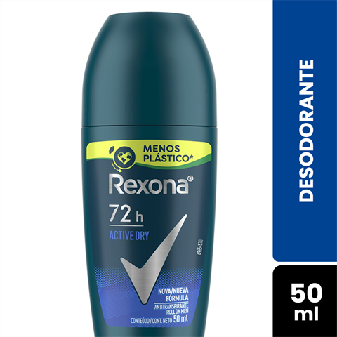 Desodorante Antitranspirante Rexona Men Roll-on Active Dry 48h Com 50ml
