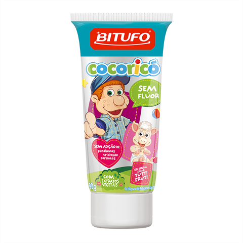 Gel Dental Bitufo Cocorico Sem Fluor Tutti Frutti 90G