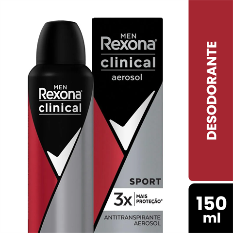 Desodorante Antitranspirante Rexona Clinical Aerossol Men Sport 96h Com 150ml