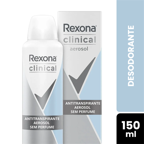 Desodorante Antitranspirante Rexona Clinical Aerossol Sem Perfume 96h Com 150ml
