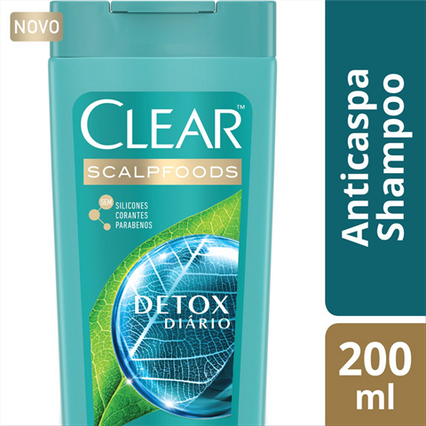 Shampoo Clear Scalpfoods Anticaspa Detox Diário Com 200ml